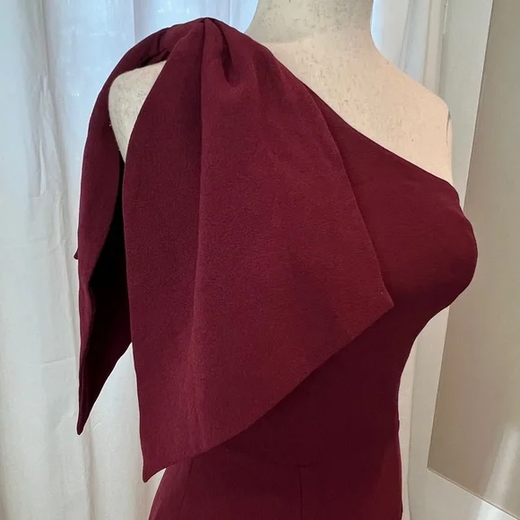 Dress the Population One-Shoulder Wine Sheath Dress XS NWT - Picture 5 of 12
